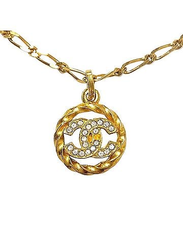Chanel Chanel Coco Mark 3438 Round Choker Necklace with GPG Rhinestones, Gold (view 1)