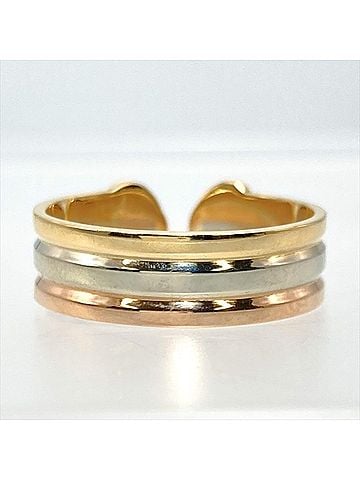 Cartier Cartier 2C Ring, Size #52, 18K Yellow Gold (3.7g), White (18K Gold), Pink (Three-Color), Women's. (view 2)