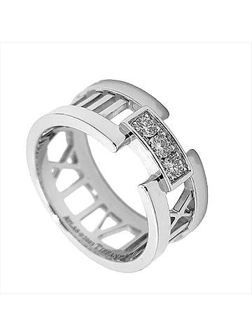 Tiffany & Co. Tiffany & Co. Open Atlas Ring, 18K White Gold, 7.4g, 3 Diamonds (view 1)