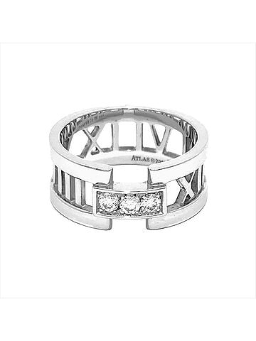 Tiffany & Co. Tiffany & Co. Open Atlas Ring, 18K White Gold, 7.4g, 3 Diamonds (view 2)