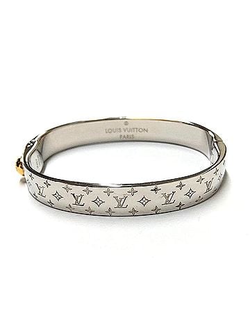 Louis Vuitton Louis Vuitton Nanogram Cuff Bangle S GPg Silver M00249 (view 1)