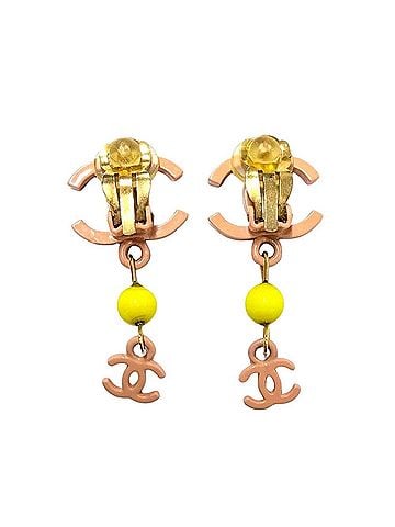 Chanel Chanel Coco Mark 03S Pink x Yellow Earrings GPg Gold (view 2)