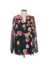 CAbi 100% Polyester Floral Black Pink Long Sleeve T-Shirt Size L - photo 1