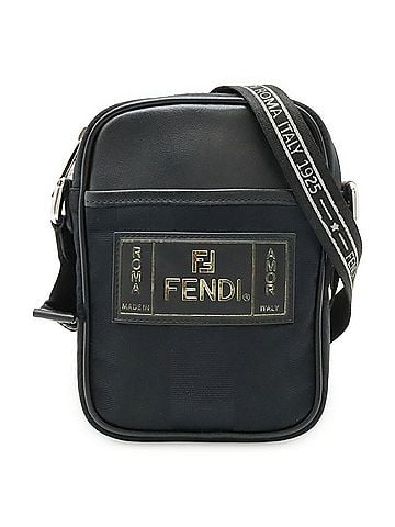 Fendi FENDI Pequin Shoulder Bag/Pochette, Nylon and Leather, Black, 7VA456 (view 2)