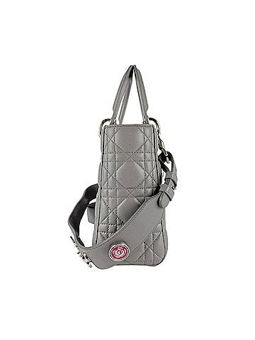 Christian Dior Christian Dior Lady handbag/shoulder bag, lambskin, gray/gold, women's, z9945 (view 2)