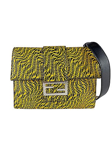 Fendi Fendi FENDI Shoulder Bag Flat Bucket Leather Yellow Black Men's 7VA524 AFSY z9934 (view 1)