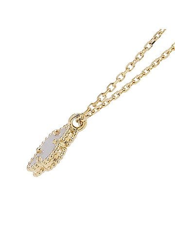 Van Cleef & Arpels Van Cleef & Arpels Sweet Alhambra Pendant Necklace, Mother of Pearl, 18K Yellow Gold (VCARF69100) (view 2)