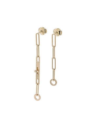 Hermès Hermes Kelly Chaine Earrings, 18K Yellow Gold, Asymmetrical Design. (view 1)