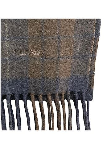 Hermès HERMES Checkered 100% Cashmere Fringe Scarf, Brown/Navy, Men's/Women's (view 2)