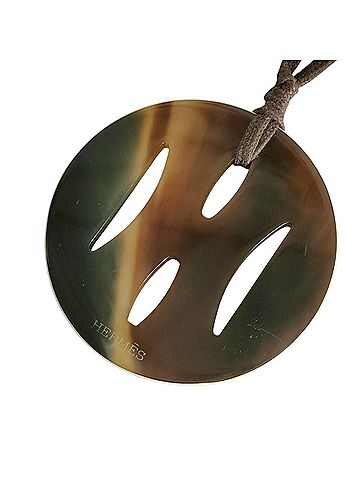 Hermès HERMES Tonkin Buffalo Horn Cord Necklace, White/Brown, Women's Accessory (view 1)