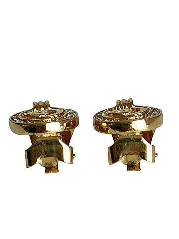 Christian Dior Christian Dior CD Rhinestone Clip Earrings, Gold Color, Women's Accessory (view 2)