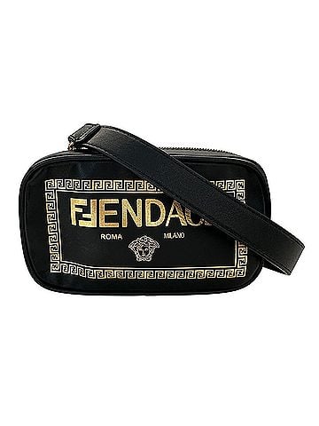 Fendi Fendi FENDI handbag for men, brand shoulder bag, leather, Fendi, Versace, black. (view 1)