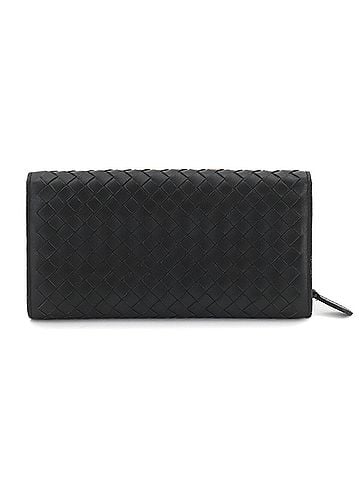 Bottega Veneta Bottega Veneta Intrecciato Bi-fold Long Wallet, Leather, Black (view 2)