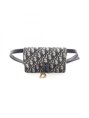 Christian Dior Christian Dior Dior SADDLE Saddle Bag, Oblique Jacquard Waist Body Handbag, Canvas Leather, Women's, White/Navy (view 1)