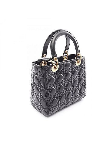 Christian Dior Christian Dior Dior LADY DIOR Lady Medium Cannage 2-Way Handbag Leather for Women Black (view 2)