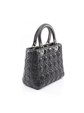 Christian Dior Christian Dior Dior LADY DIOR Medium 2-Way Handbag, Leather, Women's, Black (view 2)