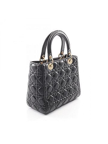 Christian Dior Christian Dior Dior LADY DIOR Cannage 2-Way Handbag, Leather, Women's, Black (view 2)