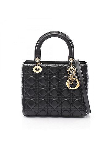Christian Dior Christian Dior Dior LADY DIOR 2-Way Handbag, Leather, Women's, Black (view 1)