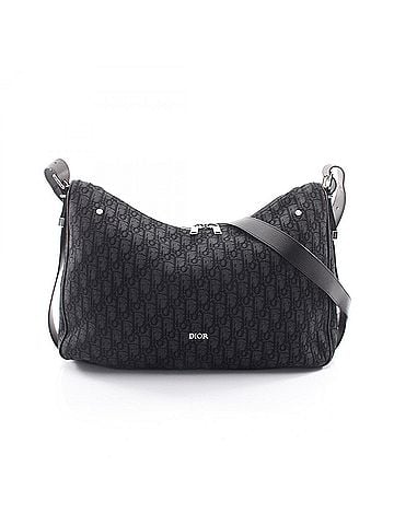 Christian Dior Christian Dior Dior Slider Zip Hobo Bag, Large Shoulder Bag/Handbag, Canvas and Leather, Men's Women's, Black, 1LEHO066YKY_H03E (view 1)