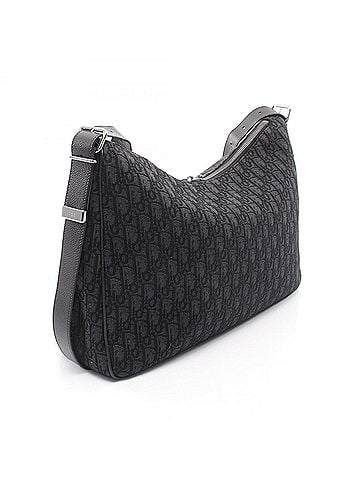 Christian Dior Christian Dior Dior Slider Zip Hobo Bag, Large Shoulder Bag/Handbag, Canvas and Leather, Men's Women's, Black, 1LEHO066YKY_H03E (view 2)