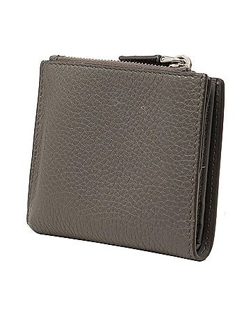 Prada Prada Triangle Logo Bi-fold Wallet Compact Gray Vitello Daino Leather Women's PRADA (view 2)