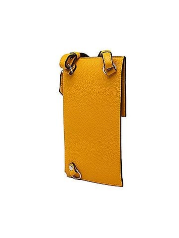 Fendi Fendi Logo Phone Pouch, Crossbody Shoulder Bag, 7AS034, Yellow Leather, Women's FENDI (view 2)