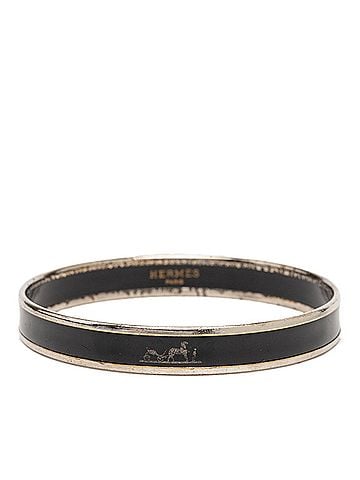 Hermès Hermes Email PM Cloisonné Bangle, Black with Silver Plating, Women's (view 1)