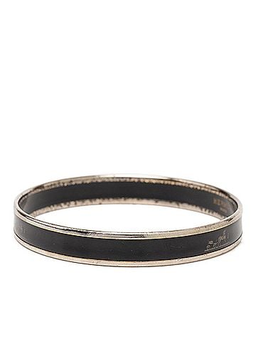 Hermès Hermes Email PM Cloisonné Bangle, Black with Silver Plating, Women's (view 2)