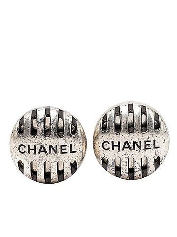 Chanel Chanel Vintage Round Earrings, 99P Stamped, Silver Metal, Women's, CHANEL (view 1)