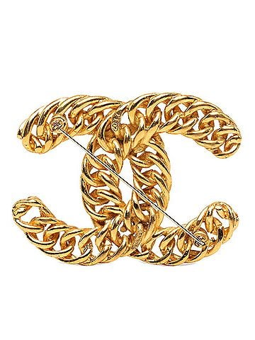 Chanel Chanel Vintage Coco Mark Chain Motif Brooch, Gold Plated, Women's CHANEL (view 2)