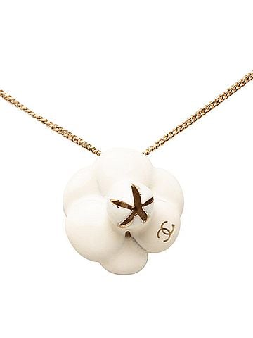 Chanel Chanel Camellia Coco Mark Necklace, Gold and White Plated, Women's. (view 1)