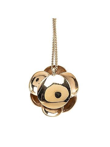 Chanel Chanel Camellia Coco Mark Necklace, Gold and White Plated, Women's. (view 2)