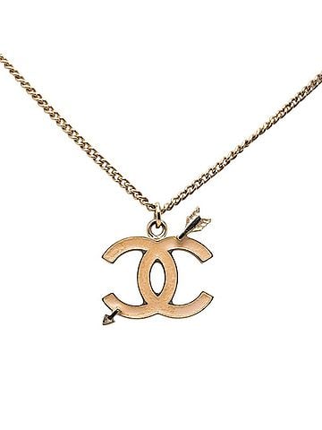 Chanel Chanel Coco Mark Arrow Motif Necklace, Gold Beige Plated, Women's CHANEL (view 2)