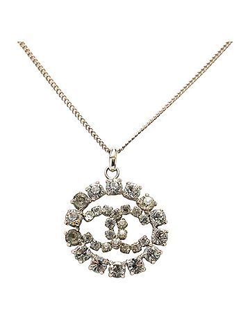 Chanel Chanel Coco Mark Necklace, Silver Metal Rhinestone, Women's CHANEL (view 2)