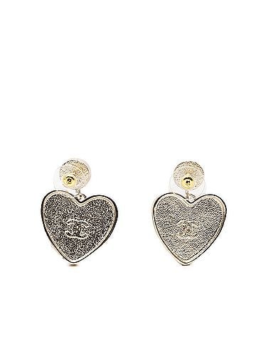 Chanel Chanel Coco Mark Camellia No. 5 Heart Motif Earrings Gold Black Pink Plated Faux Pearl Rhinestone Women's CHANEL (view 2)
