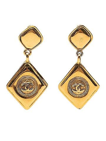 Chanel Chanel Vintage Coco Mark Diamond Earrings Gold Plated Women's CHANEL (view 1)