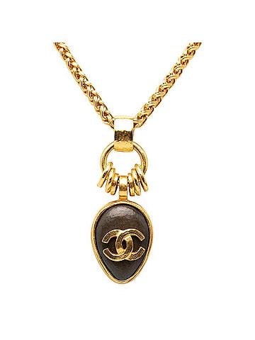 Chanel Chanel Vintage Coco Mark Necklace, Gold and Brown Plated, Women's CHANEL (view 2)
