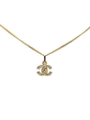 Chanel Chanel Coco Mark Necklace, Gold and Green Plated Rhinestones, Women's CHANEL (view 2)