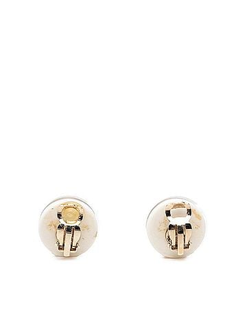Chanel Chanel Coco Mark Earrings, Gold, Navy, White Plated Plastic, Women's CHANEL (view 2)