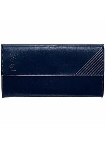 Yves Saint Laurent Yves Saint Laurent Bi-fold Long Wallet, Leather, Navy Blue, YVES SAINT LAURENT Wallet for Men, YSL AA-16809 (view 1)