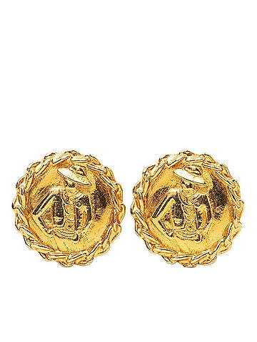 Chanel Chanel Mademoiselle Round Earrings, Gold Plated, Women's CHANEL (view 1)