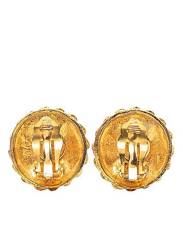 Chanel Chanel Mademoiselle Round Earrings, Gold Plated, Women's CHANEL (view 2)