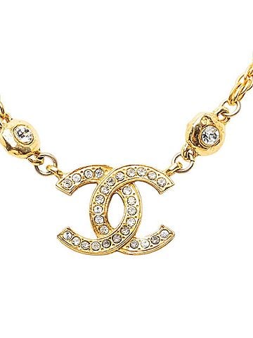 Chanel Chanel Coco Mark Chain Pendant Necklace, Gold Plated Rhinestone, Women's. (view 1)