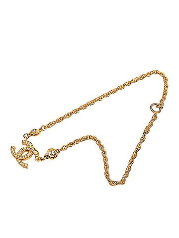 Chanel Chanel Coco Mark Chain Pendant Necklace, Gold Plated Rhinestone, Women's. (view 2)
