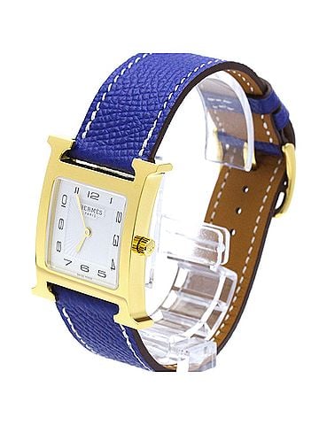 Hermès HERMES H Watch Gold Plated Leather Quartz Mens Watch HH1.510 (view 2)