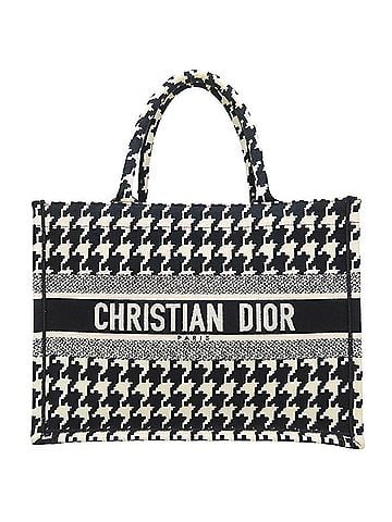 Christian Dior Christian Dior Book Tote Medium Houndstooth Pattern 50-MA-0272 Bag Canvas Black White Women's /353302 (view 1)