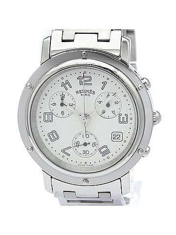 Hermès HERMES Clipper Chronograph Steel Quartz Mens Watch CL1.910 Polished (view 1)
