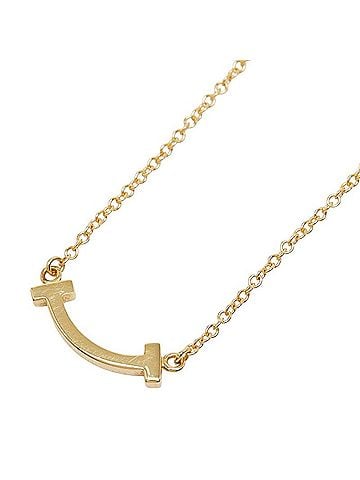 Tiffany & Co. Tiffany & Co. T Smile Mini Chain Pendant Necklace, 18K Yellow Gold (Au750), Women's. (view 1)