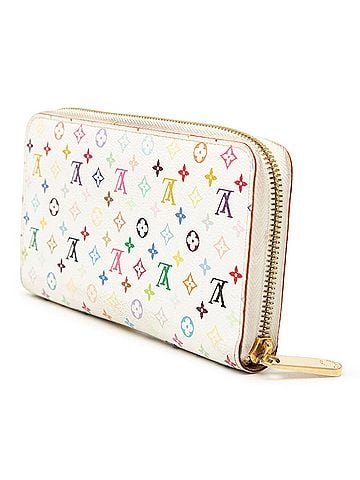 Louis Vuitton Louis Vuitton Monogram Multicolor Zippy Wallet Long M60241 White Leather Women's LOUIS VUITTON (view 2)