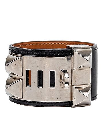 Hermès Hermes Collier de Chien Bracelet, Size S, Black Box Calf Leather, Women's. (view 1)